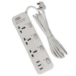 KOHINOOR (KN-214USB) Surge Protector 100% Copper Accessories '3 Port / 3 USB' 2500W (13A) 3 Pin Universal Authentic Extension Multiplug