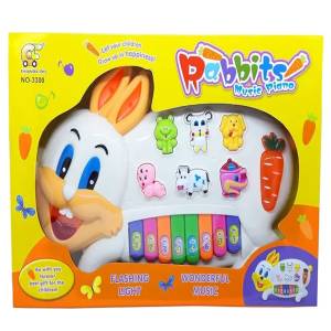 Multicolored Rabbit Battery Operated Piano