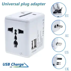 Universal Travel Adapter With 2 USB Ports 2.1A All-in-One Power Plug