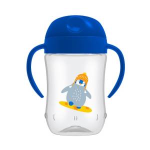 Dr. Brown's 9 oz/270 mL Soft-Spout Toddler Cup w/ Handles - Blue Penguin Deco (9m+), 1-Pack, TC91025-INTL