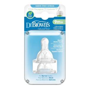 Dr. Brown's Y-Cut Silicone Narrow-Neck "Options" Nipple - 2 Pcs (9m+), 312-INTL