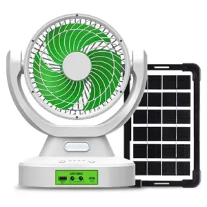 GDTIMES GD-8021 9 Inch Solar Rechargeable Fan With LED Light & Power Bank