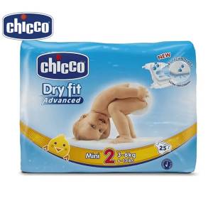 Chicco Dry Fit Advanced Taped Diaper T2 Small For 3-6Kg Mini 25 Pieces
