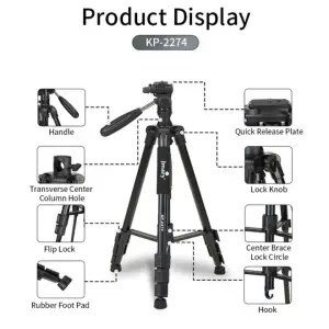 JMARY KP-2274 Professional 2-in-1 Camera Tripod & Monopod with Horizontal Axis