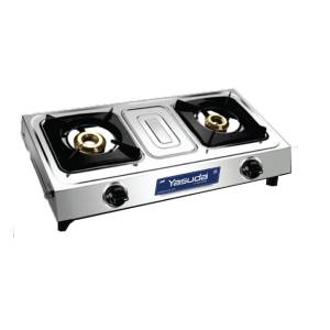 Yasuda YS-DB06 Flames 2 Burner Basic Stainless Steel Non Magnetic Gas Stove