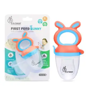 R for Rabbit First Feed Bunny Nibblers Pacifiers, Teethers and Rattles Orange Blue, NBFFBOB02