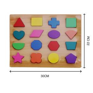 Colorful Wooden 3D Geometric Shapes Puzzle Board