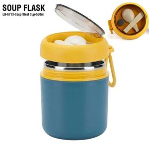 Double-Layer Stainless Steel Food & Soup Cylindrical Flask 710ML