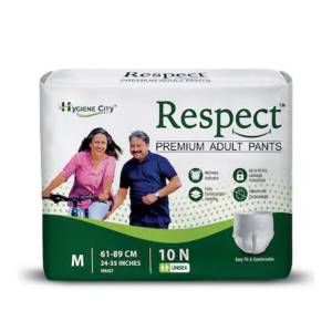 Respect Medium Adult Diaper Pants Style for Unisex with Wetness Indicator 10 Pants M 24-35 Inches