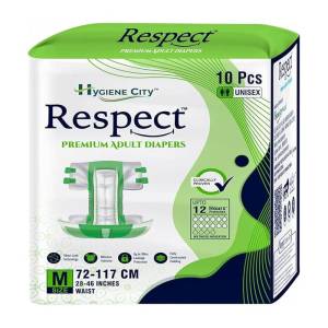 Respect M Premium Adult Tape Diaper for Unisex 10 Pants M 28-46 Inches