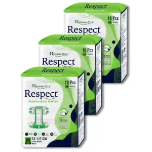 Respect M Premium Adult Tape Diaper for Unisex 30 Pants M 28-46 Inches ( Pack Of 3)