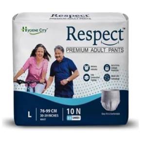 Respect Large Adult Diaper Pants Style for Unisex with Wetness Indicator 10 Pants L 30-39 Inches