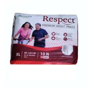 Respect XL Adult Diaper Pants Style for Unisex with Wetness Indicator 10 Pants XL 35-47 Inches