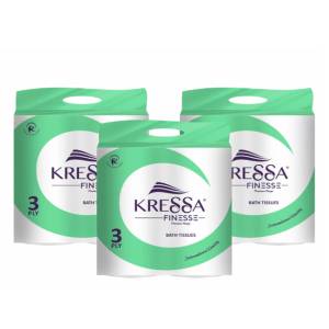 Kressa Finesse Toilet Paper 3 Ply 100 Pulls 12 Rolls