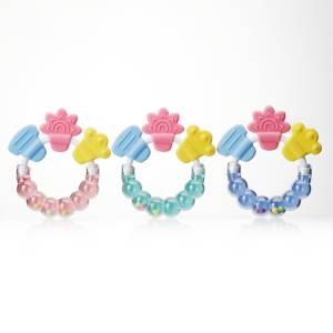 Mumlove Baby Teething Chewable Ring Bell Grinding Silicone Rattles Teether Toy - BPA Free