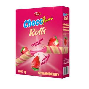 Sujal Chocofun Strawberry Rolls Box 100Gm
