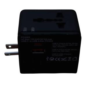 Universal International Travel Adapter 30W PD & QC 3.0 Fast Charger with USB C & USB A Port