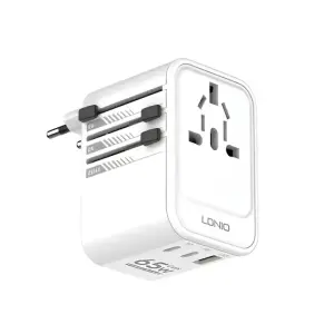 LDNIO Z6 65W GaN Travel Adapter 3 Port Fast Charger with USB C PD/PPS