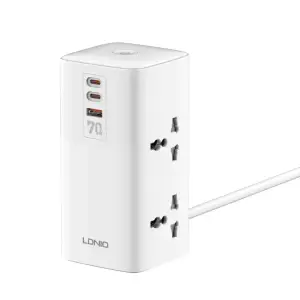 LDNIO SC4383 70W Fast Charging Multifunctional Station Tower Multiplug, 2500W AC Power Adapter