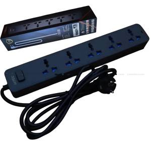 HITECH 5 Port 2500W Universal Socket Power Strip Multiplug with Master Switch