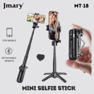 Jmary MT-18 3-in-1 Mini Selfie Stick Tripod with Bluetooth Remote - Extendable & Portable for Mobile Phones