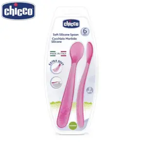 Chicco Soft Silicon Spoon Bi-Pack Girl 6M+
