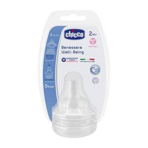 Chicco WellBeing Adjustable Silicone Teat Pack of 2, 2 Months