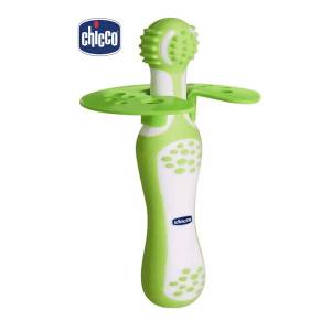 Chicco Training Toothbrush Set Includes Toothbrush And Massage Brush 4M + Green