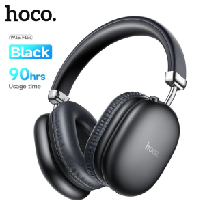 Hoco W35 Max Wireless Bluetooth Headphones - 90 Hours Long Battery Life, Over-Ear Headset with Hi-Fi Stereo Sound & Deep Bass, Supports TF Card & AUX