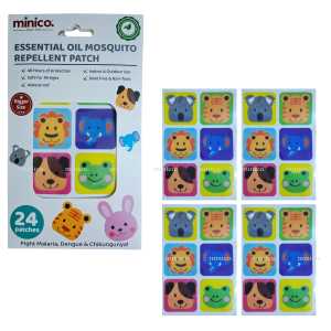 Minico Mosquito Repellent Patches for Kids & Baby  24 Pcs Natural Essential Oil Anti-Mosquito Stickers DEET-Free 48 Hours Protection Waterproof