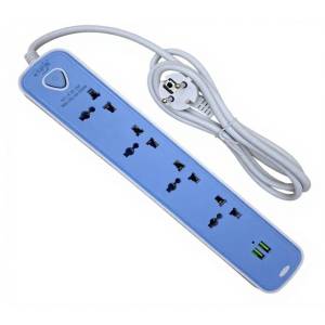 Urja K38-2M 4 Port Universal Power Strip Extension Cord with 2 USB Ports - 2 Meter Cable Multiplug Socket Board