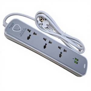 Urja K28-2M 3 Socket Universal Power Strip Extension Board with 2 USB Ports - MultiPlug Extension Cord with Master Switch - 2500W Heavy Duty Power Socket