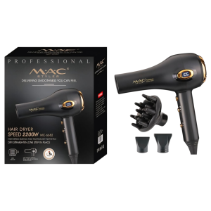 MAC Styler MC-6682 Professional Hair Dryer 2200W - Powerful AC Motor with Digital Display, Ionic Technology, Cool Shot