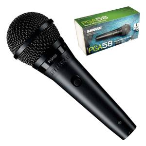 SHURE PGA58 Handheld Dynamic Microphone for Vocals Cardioid Pattern On/Off Switch XLR Plug, Stand Adapter & Zipper Pouch