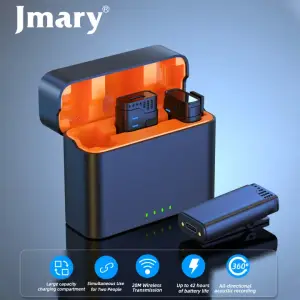 JMARY MW-16 All-in-One 2.4GHz Dual Wireless Microphone With Crystal Clear Audio & Noise Cancellation