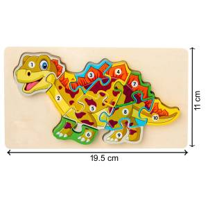 Cute Baby Colorful Wooden Dinosaur Shaped Puzzle, Numerical Number (1-10) Early Learning & Education Cognition Toys Jigsaw Montessori Puzzle for Kids