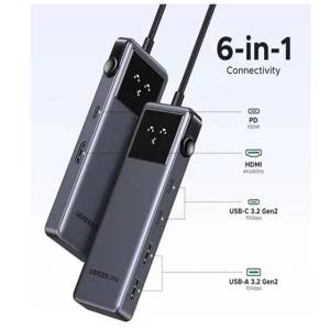 Ugreen 6 in1 Uno USB-C To HDMI+2*USB 3.2 A+2*USB 3.2 C+PD Power Converter CM888