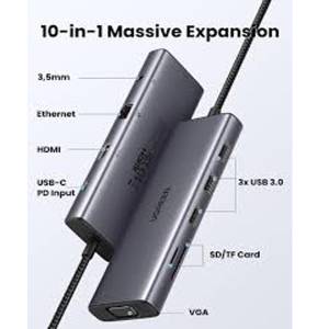 Ugreen 10 in USB-C To 3*USB 3.0 A+HDMI+VGA+RJ45 15601