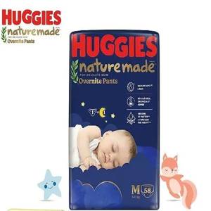 Huggies Baby Diaper Naturemade Overnite Pants M 58Pcs (6 to 11Kg)