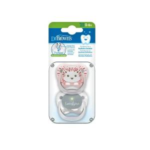 Dr. Brown's PreVent Printed Shield Soother - Stage 1, Pink & Gray, 2-Pack, PV12014-SPX
