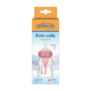 Dr Browns 5 oz/150 mL PP Wide-Neck Anti-Colic Options+ Baby Bottle, Pink, 1-Pack ,WB51601-SPX