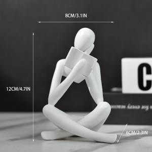 White Abstract Reading Books Figurine Thinker Statue Resin Sculpture