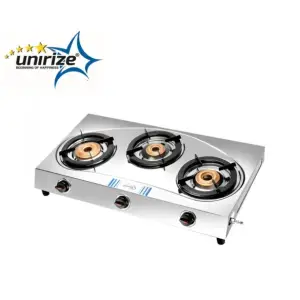 Unirize Stainless Steel 3 Burner Automatic Gas Stove