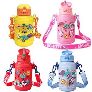 Stainless Steel 500Ml Vacuum Flask Insulated Water Bottle with DIY 3D Stickers SUS 316