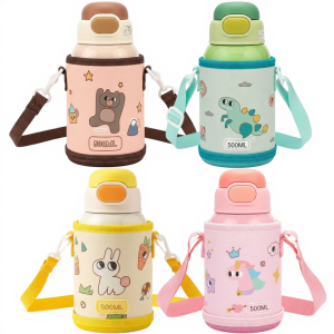 Stainless Steel 500Ml Vacuum Flask Cute Cartoon Thermos Water Bottle