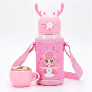 Stainless Steel 500Ml Kids Cute Antler Vacuum Flask Thermos Water Bottle SUS 316