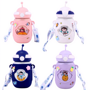 Stainless Steel 380Ml Vacuum Thermos Cute Astronaut Kids Water Bottle SUS 316
