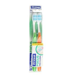 Trisa Toothbrush Focus Pro Clean Twin Pack Medium