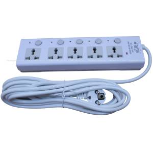 Urja 2500W 5-Port Extension Multiplug Power Strip with Individual Switches & LED Indicators B40-5M
