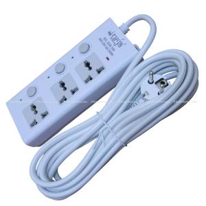 Urja 2500W 3 Port Extension Multiplug with Individual Switches and LED Indicator B38-5M